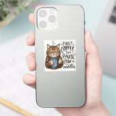 Eerst koffie dan mogelijkheden Cat Lover Vinyll Sticker (Telefoon)