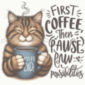 Eerst koffie dan mogelijkheden Cat Lover Vinyll Sticker (Voorkant)