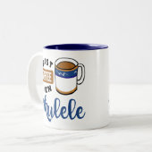 Eerst koffie dan ukulele muziekliefhebber tweekleurige koffiemok (Voorkant links)