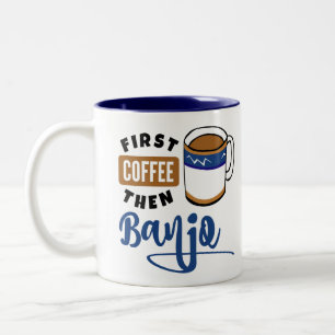 Eerst koffie en daarna Banjo Music Lover Tweekleurige Koffiemok