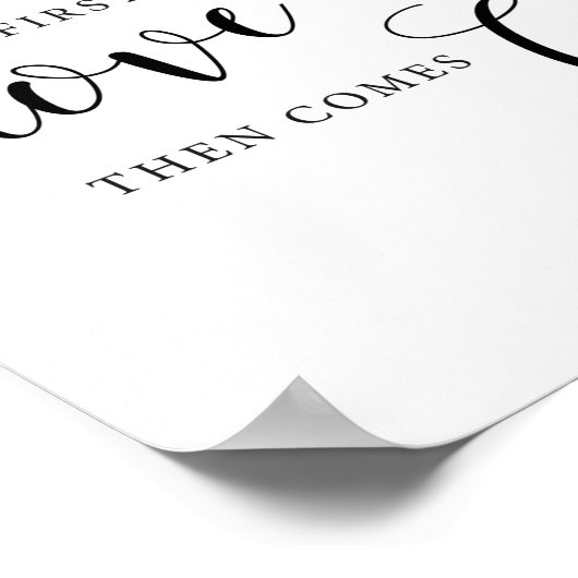 Eerst komt liefde dan komt taart Huwelijkstaart bo Poster (Hoek)