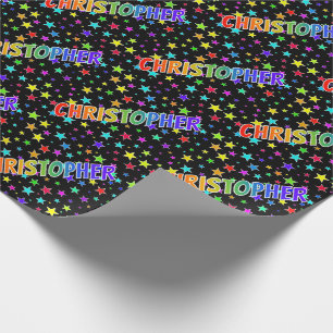 Eerst naam "CHRISTOPHER" + sterren regenboog Cadeaupapier