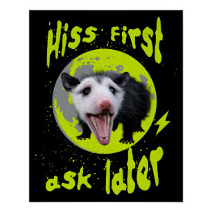 Eerst Sissen Dan Vragen Funny Opossum Humor  Perfect Poster