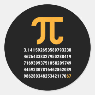 Eerste 100 Cijfers Van Pi 67 Nerdy Wiskundeleraar Ronde Sticker