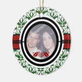 Eerste / 1e kerst damask foto ornament van het paa (Links)