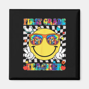 Eerste 1e klas leraar glimlach gezicht tie Dye Ter Magneet