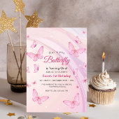 Eerste 1e verjaardag Baby Girl Butterflies Party Kaart