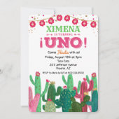 Eerste 1e verjaardag Fiesta Cactus uitnodiging (Voorkant)