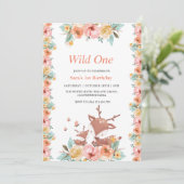 Eerste 1e verjaardag Safari Wild One Floral Kaart (Staand voorkant)