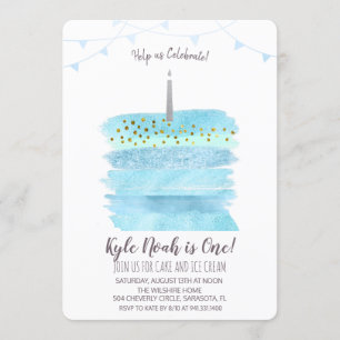 Eerste 1e verjaardagstaart uitnodiging