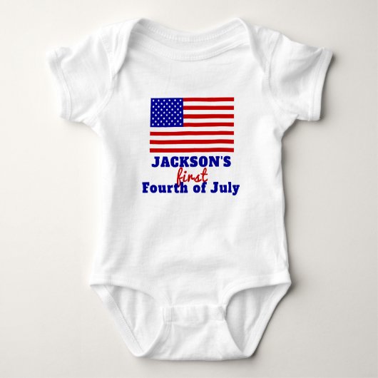 Eerste 4 juli Amerikaanse vlag gepersonaliseerd Romper (Voorkant)