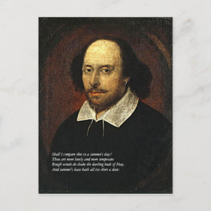 Eerste 4 Lijnen van Sonnet # 18 door Shakespeare Briefkaart