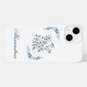 Eerste "A" Blauwe Monogram Rustige Bloem Case-Mate iPhone Case (Achterkant (horizontaal))