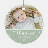 Eerste aangepaste foto en naam kerstbaby keramisch ornament (Achterkant)