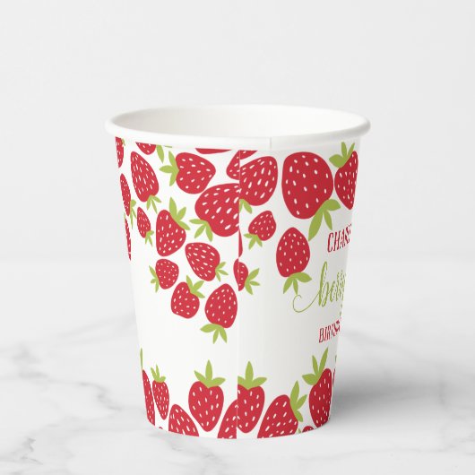Eerste aardbei eerste aardbei 1e verjaardag Aangep Papieren Bekers (Rechts)