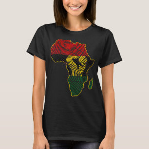 Eerste Afrikaanse kaart Afrikaanse vlag - zwarte v T-shirt