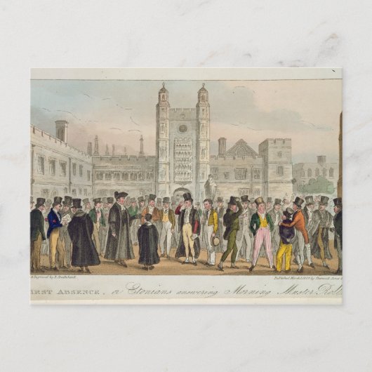 Eerste Afwezigheid, of Etonians die Morning Maste  Briefkaart (Voorkant)