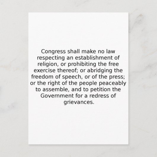Eerste amendement briefkaart (Voorkant)