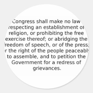 Eerste amendement ronde sticker