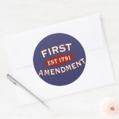 Eerste amendement ronde sticker (Envelop)