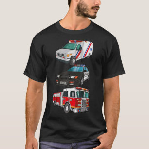 Eerste antwoordapparaat politie auto vrachtwagen b t-shirt