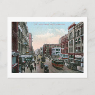 Eerste Ave., Seattle, Washington, Vintage 1909 Briefkaart