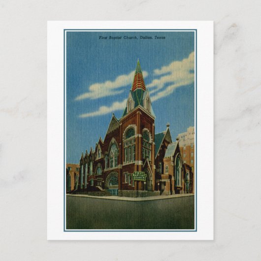 Eerste Baptistische Kerk, Dallas TX  Briefkaart (Voorkant)
