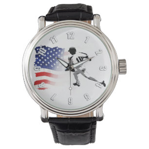 Eerste basisrun - Baseball Player en US Flag Horloge