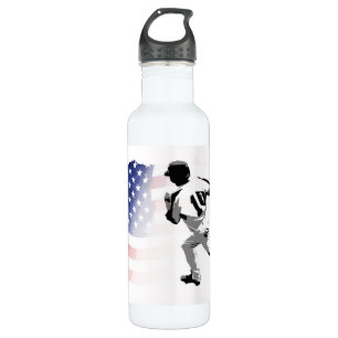 Eerste basisrun - Baseball Player en USA Flag Waterfles