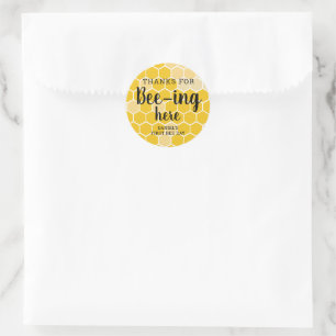 Eerste Bee-dag Bedankt Voor Je Aanwezigheid Favor Ronde Sticker