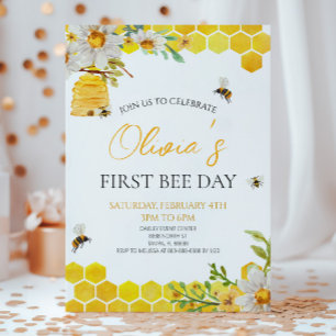 Eerste Beeday Bloemenhoning Bij 1e Verjaardagsfees Kaart