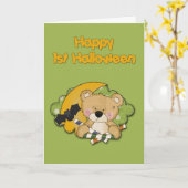 Eerste Beer Halloween Boy Kaart (Gele Bloem)