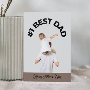 Eerste Beste Papa Zoon Grijs Modern Gelukkig Vader Kaart