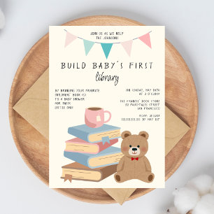 Eerste bibliotheekboek voor baby thema baby shower kaart