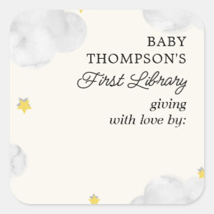 Eerste bibliotheekboekplaat voor baby Neutrale wol Vierkante Sticker