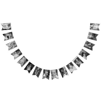 Eerste Birthday Black en White Photo Persoonlijk Vlaggetjes