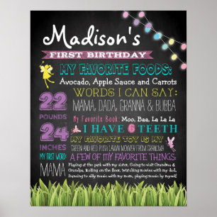 Eerste Birthday Chalkboard "Fairies" 16x20 Poster