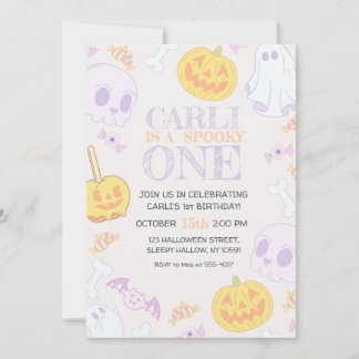 Eerste Birthday Halloween Party Invitation Kaart