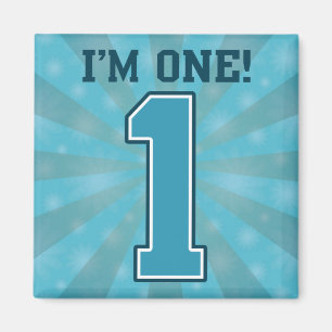 Eerste Birthday jongen, ik ben 1, Big Blue Number  Magneet