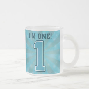 Eerste Birthday jongen, ik ben 1, Big Blue Number  Matglas Koffiemok