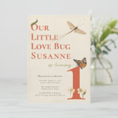 Eerste Birthday Little Love Bug Baby Uitnodiging (Staand voorkant)
