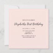 Eerste Birthday Modern Foto Uitnodiging (Achterkant)