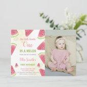 Eerste Birthday Watermelon Birthday Invitations Kaart (Staand voorkant)