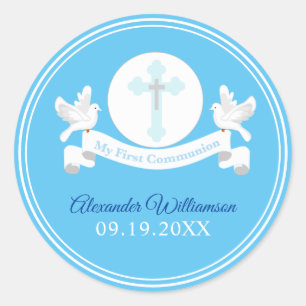 Eerste blauwe haarden in de gemeenschap ronde sticker