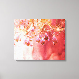 Eerste Blush  gouden roze kroonluchter canvas