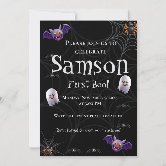 Eerste Boo Day - Spooky 1e verjaardag Uitnodiging  (Voorkant)
