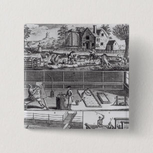 Eerste Bord van de wolenindustrie Vierkante Button 5,1 Cm