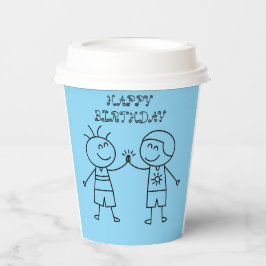 EERSTE BULT HAPPY BIRTHDAY BLUE PAPIEREN BEKERS