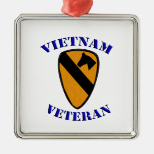 Eerste Cav Vietnam Veteran Metalen Ornament