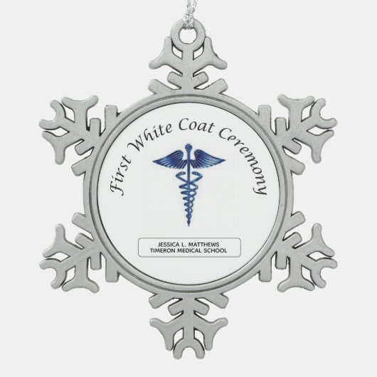 Eerste ceremonie van de Wit-witlaag Tin Sneeuwvlok Ornament (Voorkant)